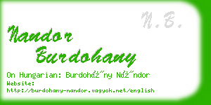 nandor burdohany business card